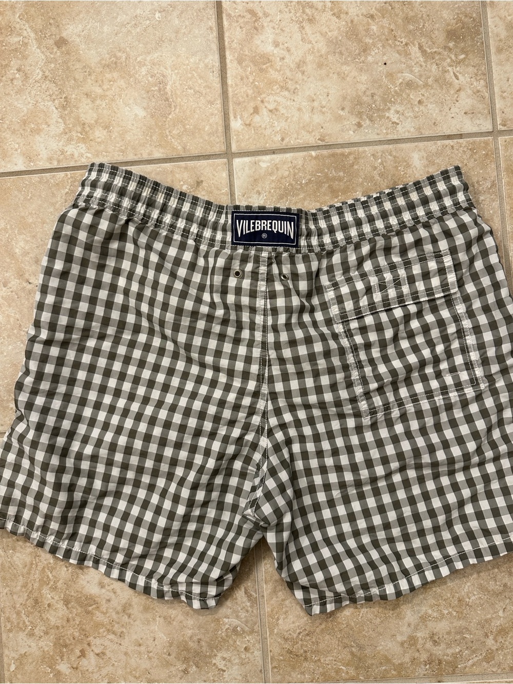 Vilebrequin Black and White Gingham Swim Trunks - Picture 2 of 4